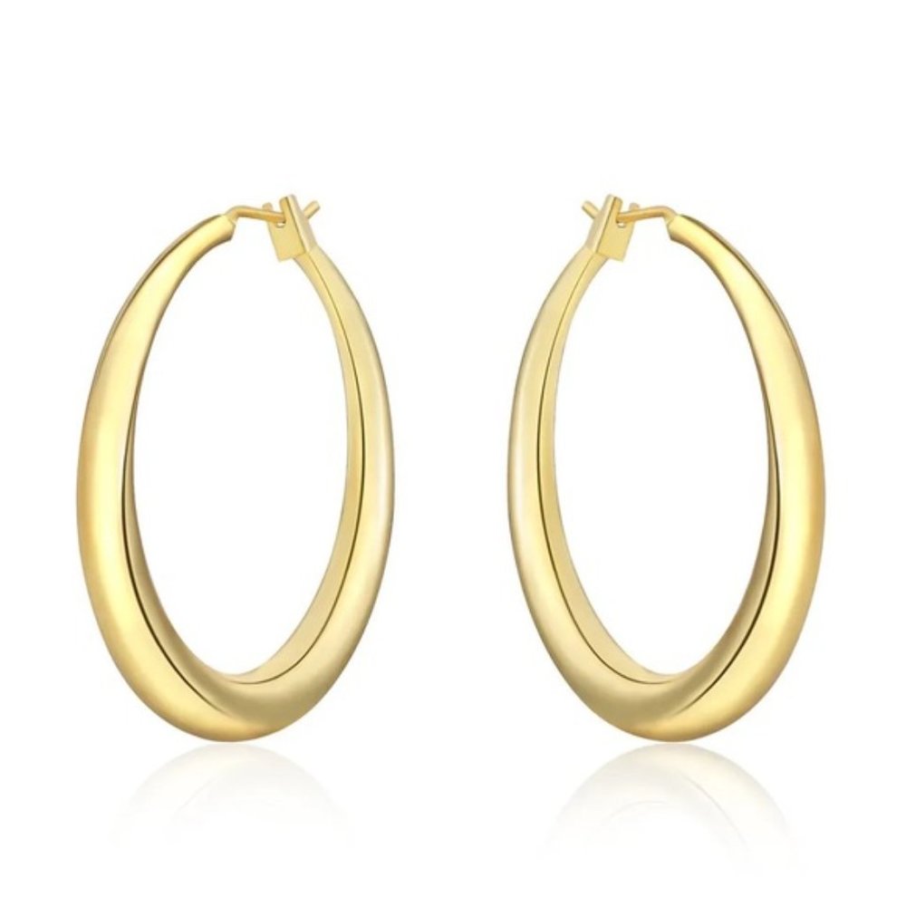 925 Sterling Silver 3.5cm Round Earrings High Quality Circle Hoop Earrings - Picture 2 of 3